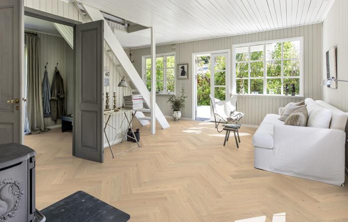 Oak Herringbone CD Crème White